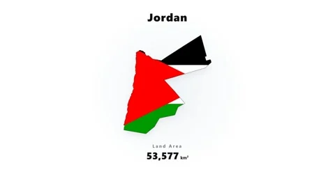 Jordan map silhouette filled with national flag colors on clean white background Stock Footage 345643733