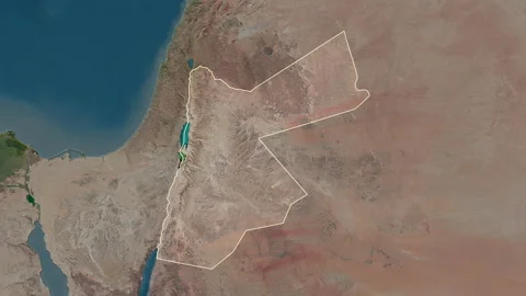 Jordan map - solid. Border. Satellite. L... | Stock Video | Pond5