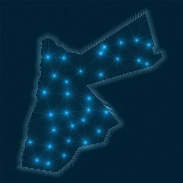 Jordan network map. Abstract geometric map of the country. Digital connecti.. Stock Illustration