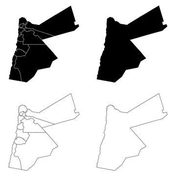 Jordan Outline and Solid Fill Map Set. 스톡 일러스트