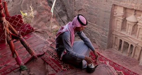Jordan Petra Facade Of The Treasury Building The Ancient Nabatean Stock Footage 100322587