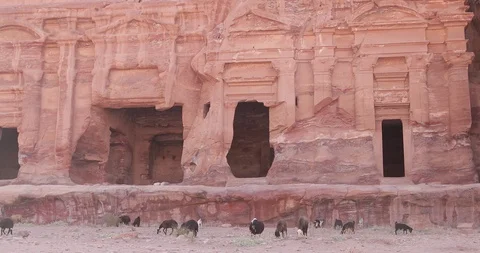 Jordan Petra Facade Of The Treasury Building The Ancient Nabatean Stock Footage 100323231