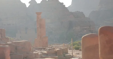 Jordan Petra Facade Of The Treasury Building The Ancient Nabatean Stock Footage 100323829