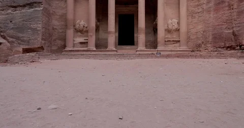 Jordan Petra Facade Of The Treasury Building The Ancient Nabatean Stock Footage 100324173