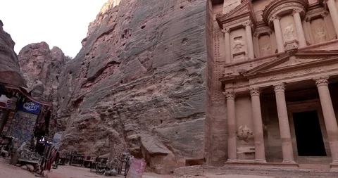 Jordan Petra Facade Of The Treasury Building The Ancient Nabatean Stock Footage 100324207