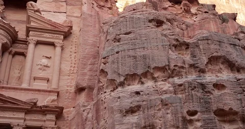 Jordan Petra Facade Of The Treasury Building The Ancient Nabatean Stock Footage 100324382
