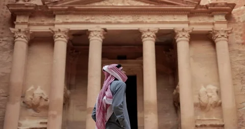 Jordan Petra Facade Of The Treasury Building The Ancient Nabatean Stock Footage 100324547