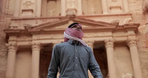 Jordan Petra Facade Of The Treasury Building The Ancient Nabatean Stock Footage 100324635