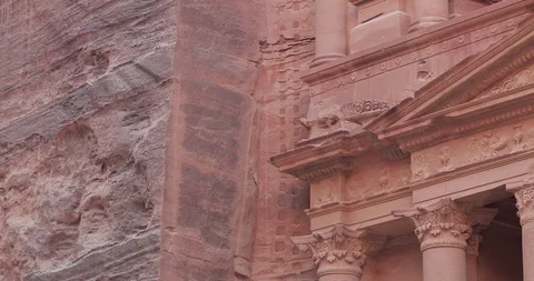 Jordan Petra Facade Of The Treasury Building The Ancient Nabatean Stock Footage 100325972