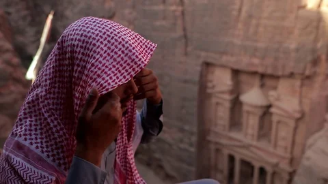Jordan Petra Facade Of The Treasury Building The Ancient Nabatean Stock Footage 100329671