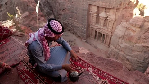 Jordan Petra Facade Of The Treasury Building The Ancient Nabatean Stock Footage 100330094