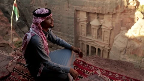 Jordan Petra Facade Of The Treasury Building The Ancient Nabatean Stock Footage 100330460