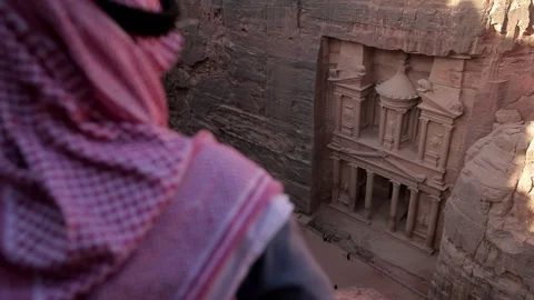 Jordan Petra Facade Of The Treasury Building The Ancient Nabatean Stock Footage 100330679