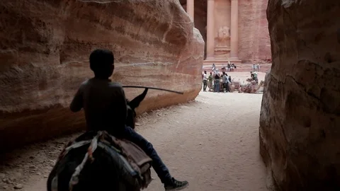 Jordan Petra Facade Of The Treasury Building The Ancient Nabatean Stock Footage 100330698