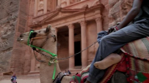 Jordan Petra Facade Of The Treasury Building The Ancient Nabatean Stock Footage 100331018