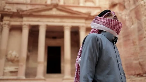 Jordan Petra Facade Of The Treasury Building The Ancient Nabatean Stock Footage 100331487