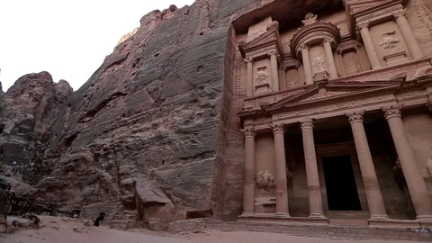 Jordan Petra Facade Of The Treasury Building The Ancient Nabatean Stock Footage 100333671