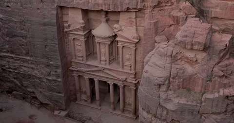 Jordan Petra Facade Of The Treasury Building The Ancient Nabatean Stock Footage 100361643
