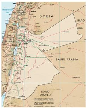 Jordan physiography map Stock Illustration
