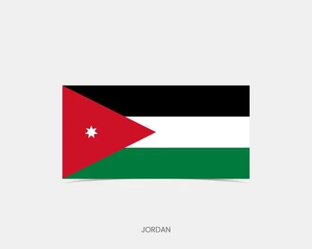Jordan Rectangle flag icon with shadow. Stock Illustration