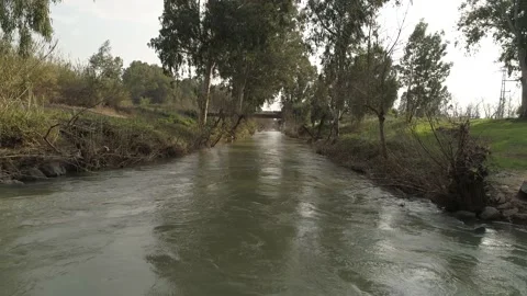 Jordan river aerial up fields Stock Footage 139732467