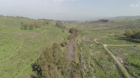 Jordan river aerial panorama Stock Footage 139712926