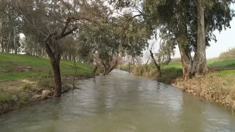 Jordan river aerial trees Stock Footage 139713926