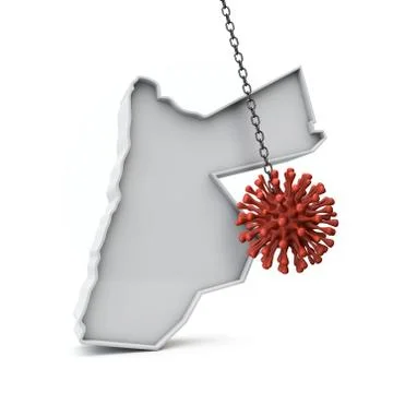 Jordan simple 3D map being hit by coronavirus. 3D Rendering 스톡 일러스트