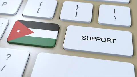 Jordan Support Concept. Button Push 3D Illustration. Support of Country or Go Stock Illustration
