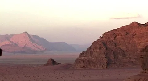 Jordan, Wadi Rum Desert at sunset. Martian landscape in Wadi Rum desert. Stock Footage 156242589