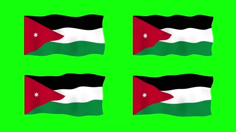Jordan Waving Flag 2D Animation on Green Screen Background. Looping seamles.. Stock Footage 230964707