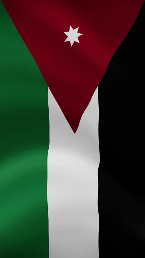 Jordan Waving Flag in Vertical Orientation – Realistic Loop Animation Stock Footage 294948605