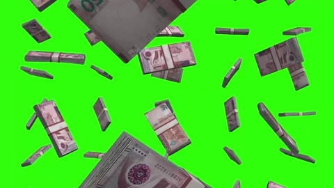 Jordanian Dinar Falling Animation Stacks Of Money on Green Screen Видео 302844202