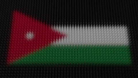 Jordanian Flag Light Shining on Scrolling Bullets Stock Footage 306866815