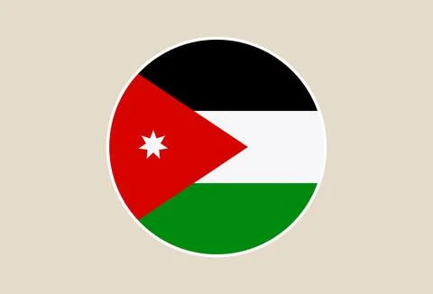 Jordanian flag vector icon designed in a circular button style representing.. Stock Illustration