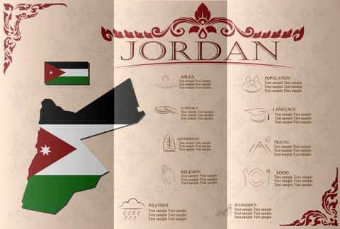 Jordan,infographics, statistical data, sights. Vector illustration Stock Illustration