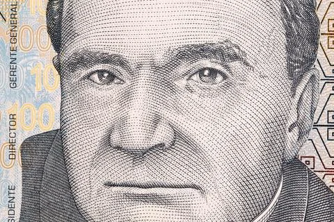Jorge Basadre a closeup portrait from Peruvian money Stock Illustration