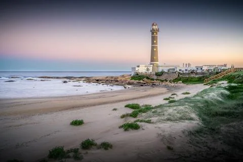 Jose Ignacio Lighthouse Uruguay Sunset Beach Sea View Stock Photos