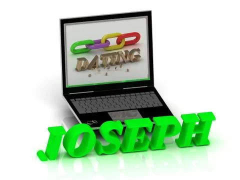 JOSEPH- Name and Family bright letters near Notebook and  inscription Dating Stock Illustration