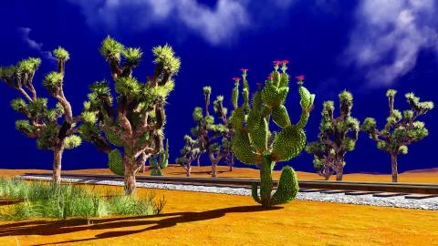 Joshua trees on desert Stock Illustration