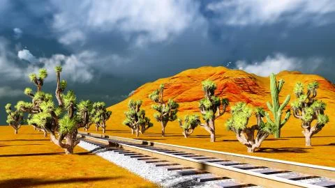 Joshua trees on desert 库存插图