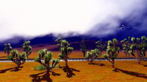 Joshua trees on desert Illustrazione stock