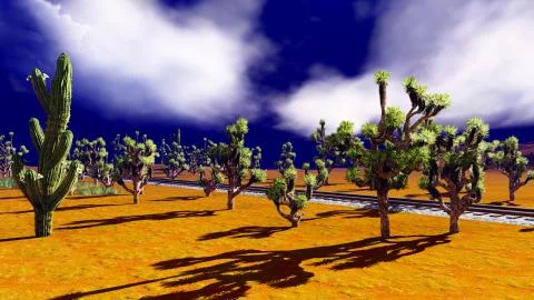Joshua trees on desert Stock Illustration