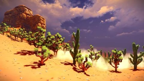 Joshua trees on desert Stock Illustration
