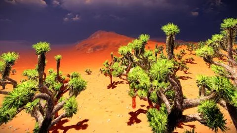 Joshua trees on desert Stock Illustration