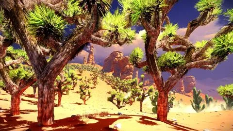 Joshua trees on desert Stock Illustration