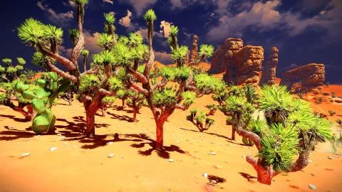Joshua trees on desert 스톡 일러스트