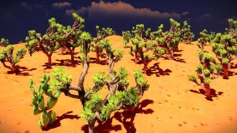 Joshua trees on desert Stock Illustration