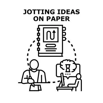 Jotting ideas on paper for creative thinking process イラスト素材
