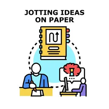 Jotting ideas on paper for creative thinking process Illustrazione stock